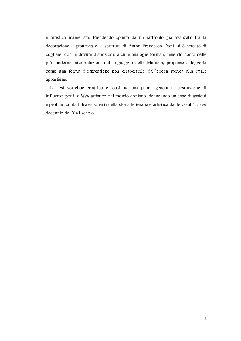 Anteprima della tesi: “Un poeta pittor di grottesche”. Il ‘paragone’ fra arti e letteratura negli scritti di Anton Francesco Doni, Pagina 4
