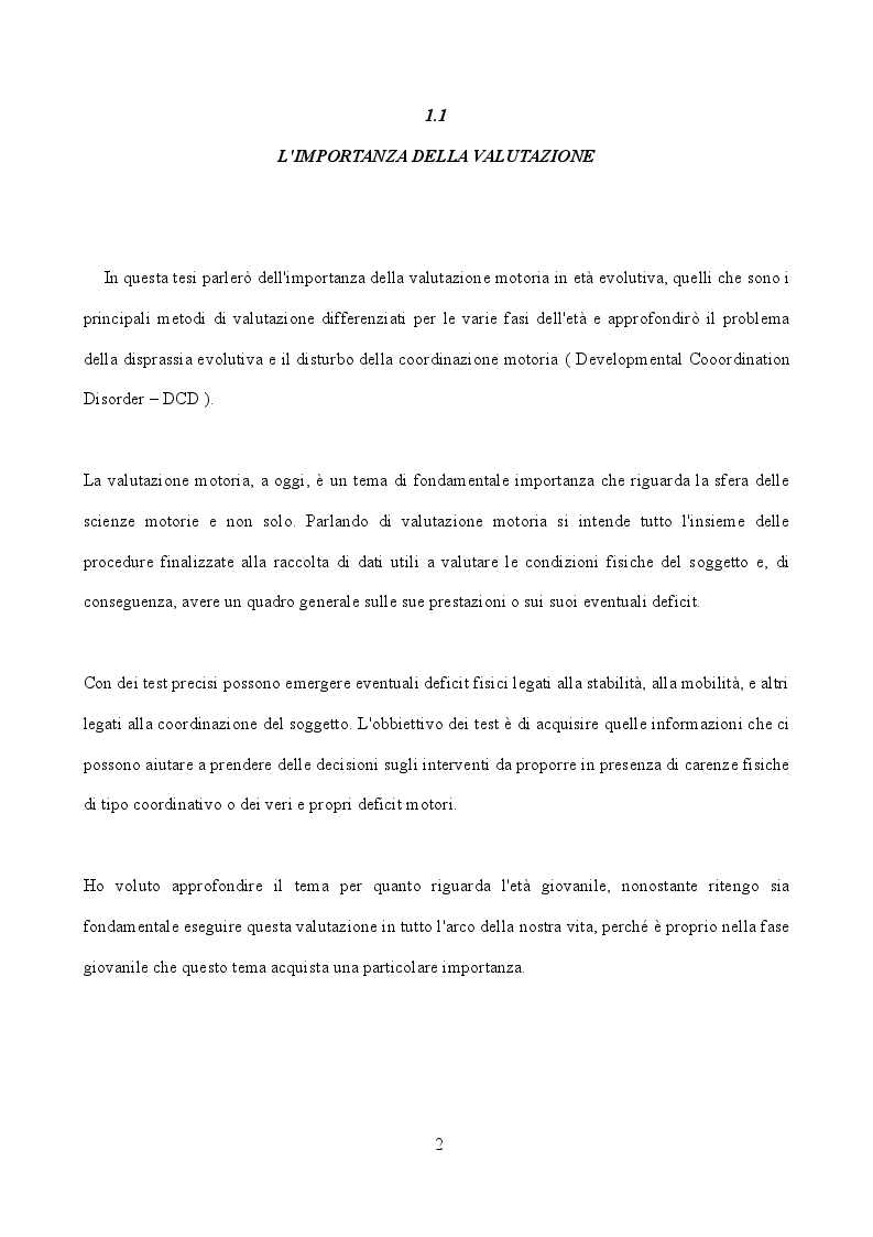 Anteprima della tesi: Valutazione motoria in età giovanile e patologie a essa associate, Pagina 3