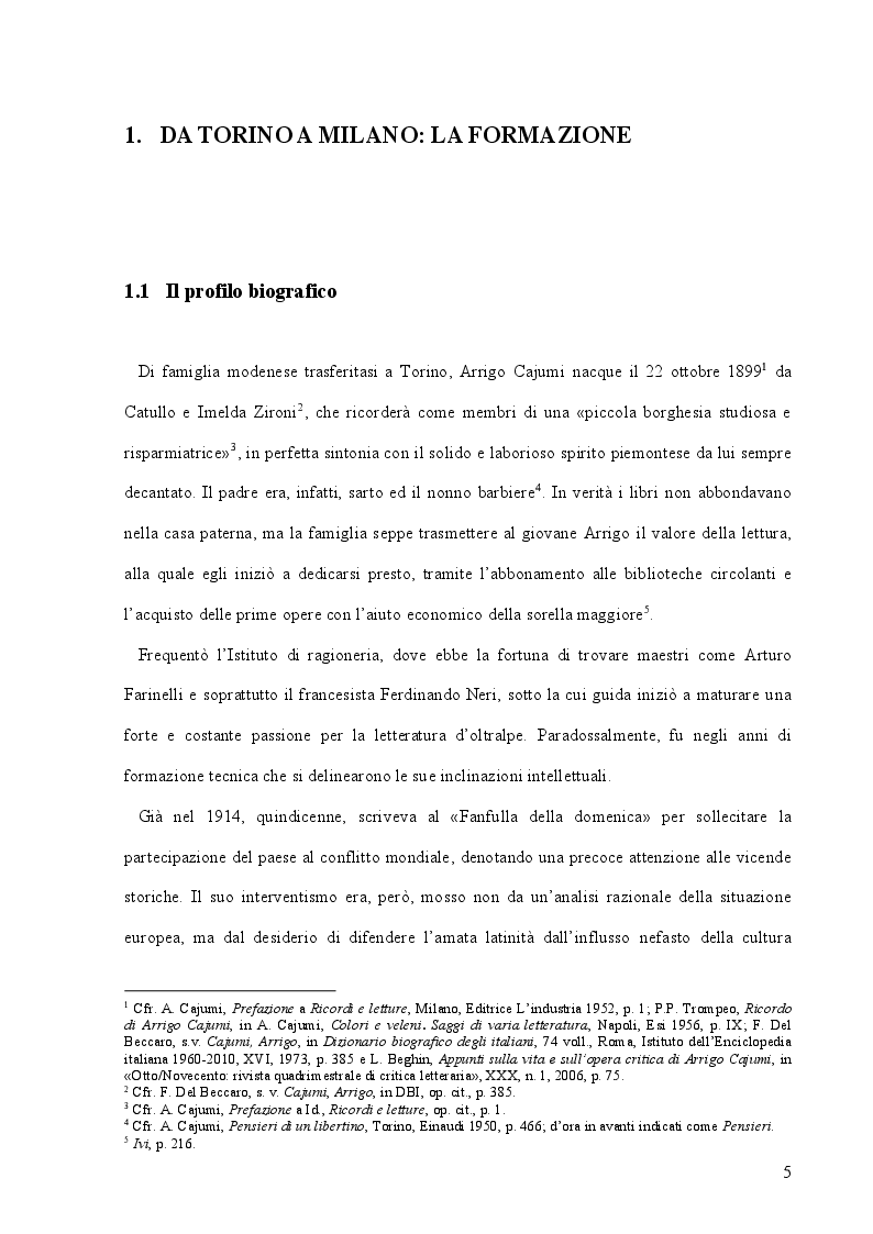 Anteprima della tesi: Arrigo Cajumi critico ''libertino'', Pagina 5