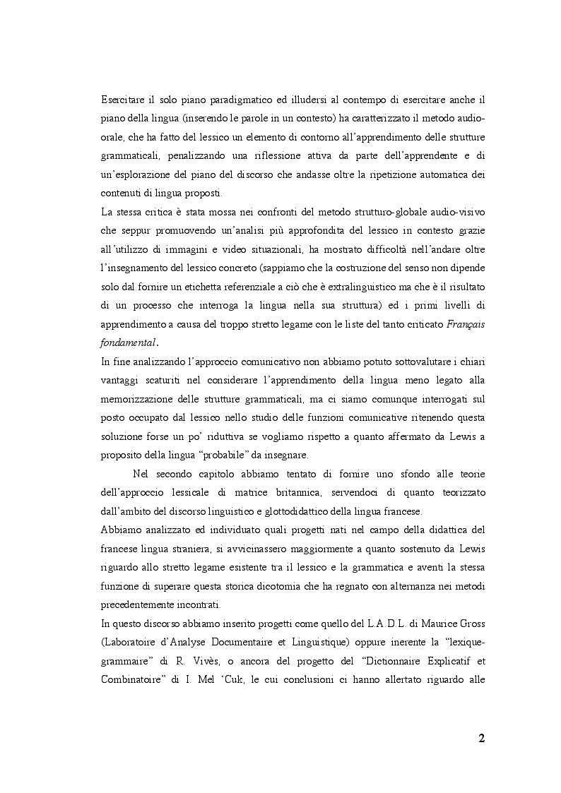 Anteprima della tesi: La didattica del Lessico Francese Lingua Straniera, Pagina 3