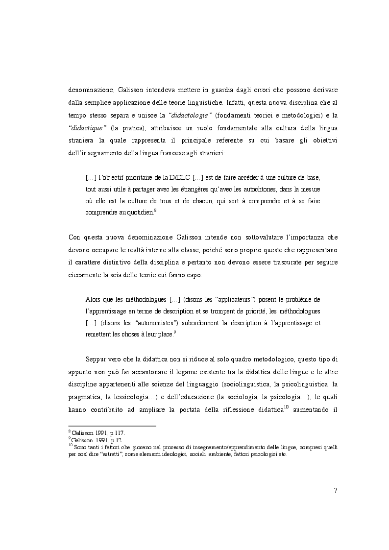 Anteprima della tesi: La didattica del Lessico Francese Lingua Straniera, Pagina 8