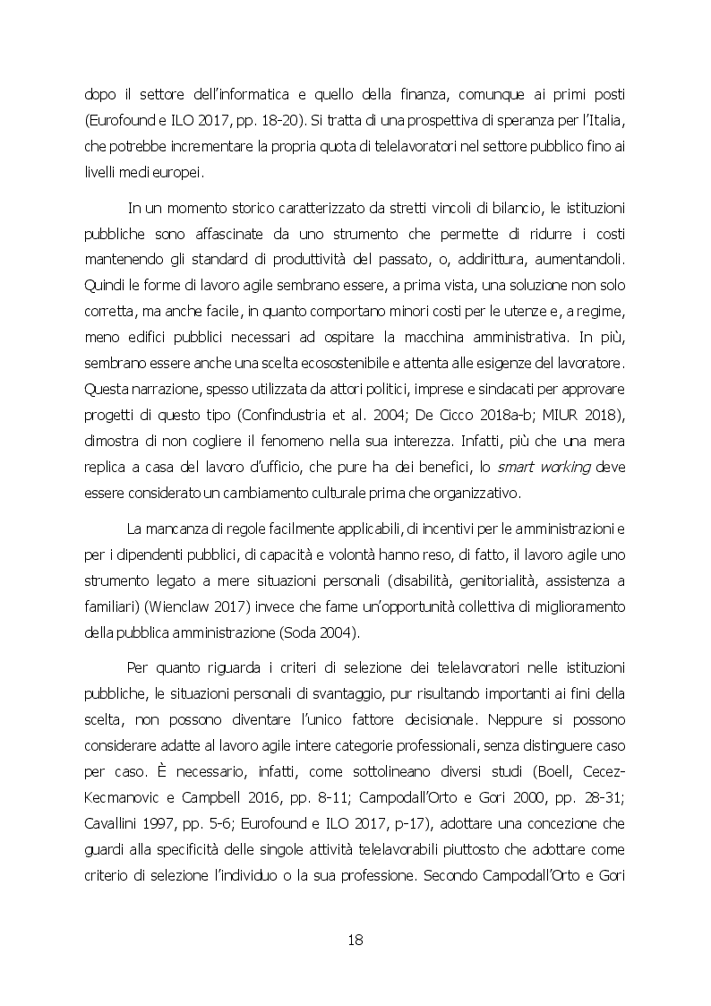 Estratto dalla tesi: Pubblica Amministrazione e Lavoro Intelligente tra Benefici e Resistenze: dal Telelavoro allo Smart Working