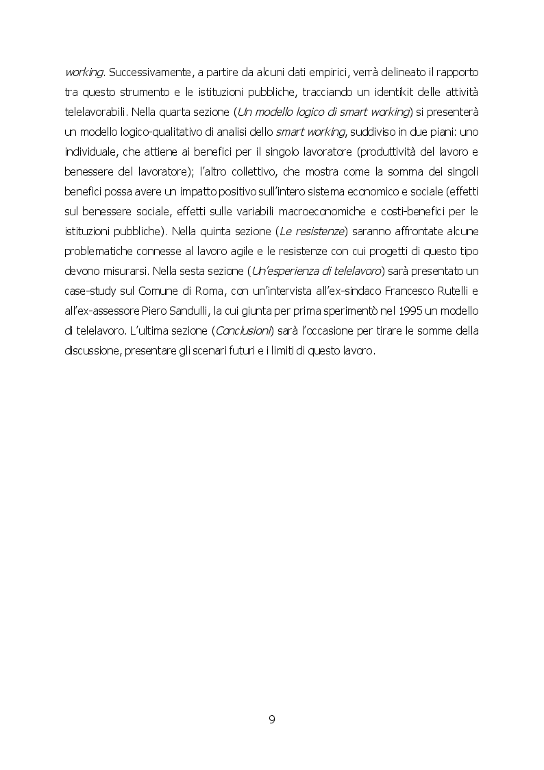 Anteprima della tesi: Pubblica Amministrazione e Lavoro Intelligente tra Benefici e Resistenze: dal Telelavoro allo Smart Working, Pagina 4
