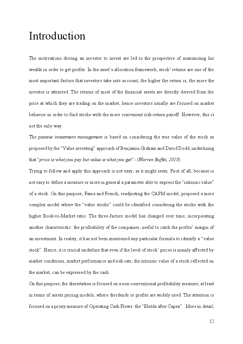 Anteprima della tesi: Stock returns and Cash Flows: a new asset pricing approach, Pagina 3