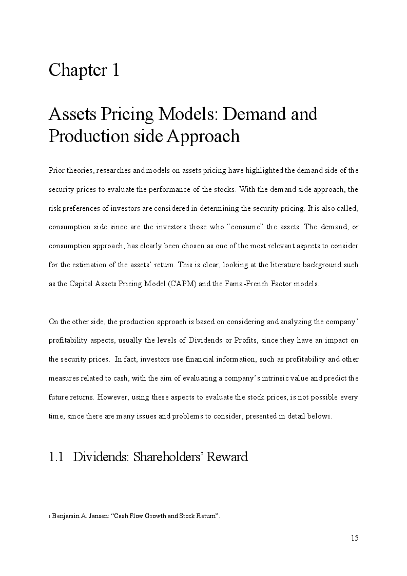 Anteprima della tesi: Stock returns and Cash Flows: a new asset pricing approach, Pagina 6