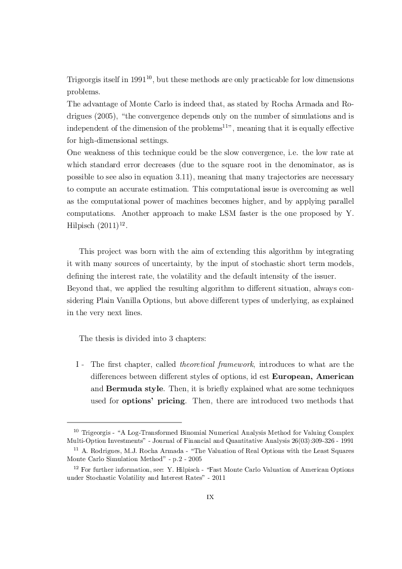 Anteprima della tesi: Least Squares Monte Carlo: Pricing of Bermudian Type Contingent Claims on Different Underlyings, Pagina 5