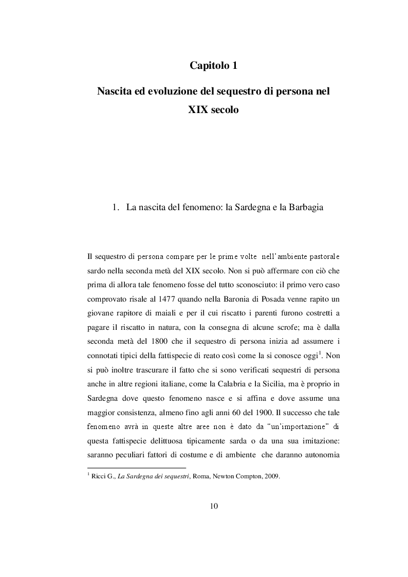 Anteprima della tesi: Genesi ed evoluzione del sequestro di persona tra ‘800 e ‘900, Pagina 5