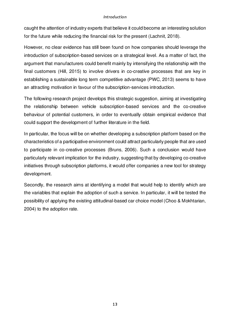 Anteprima della tesi: The subscription model in the automotive industry: a tool for co-creators identification, Pagina 3