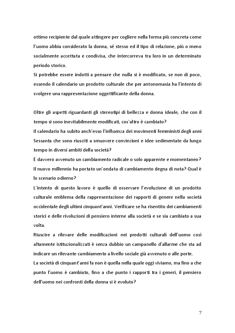 Anteprima della tesi: L'evoluzione della rappresentazione di genere: il caso Calendario Pirelli. Un approccio di sociologia visuale., Pagina 5