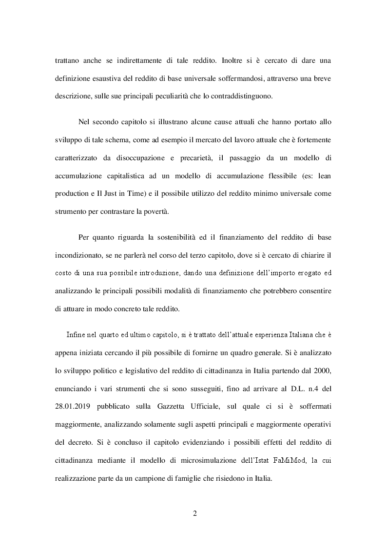 Anteprima della tesi: Sviluppo, sostenibilità finanziaria ed esperienza italiana del Reddito di Cittadinanza, Pagina 3