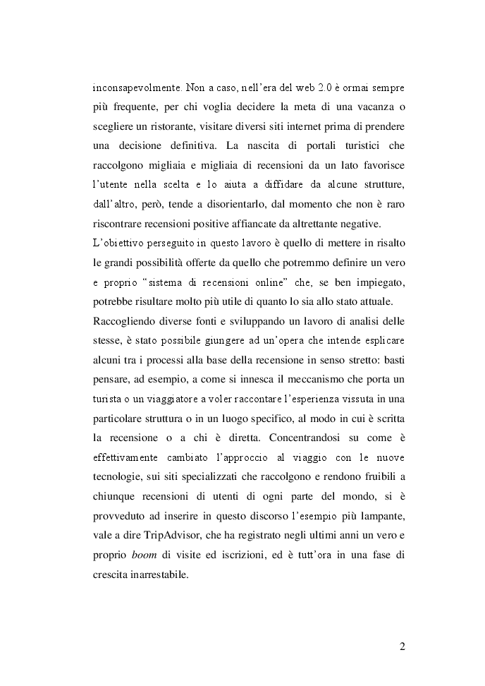 Anteprima della tesi: La partecipazione del consumatore ed il coinvolgimento delle strutture ricettive nell’era del sistema delle recensioni online: il caso Tripadvisor, Pagina 3
