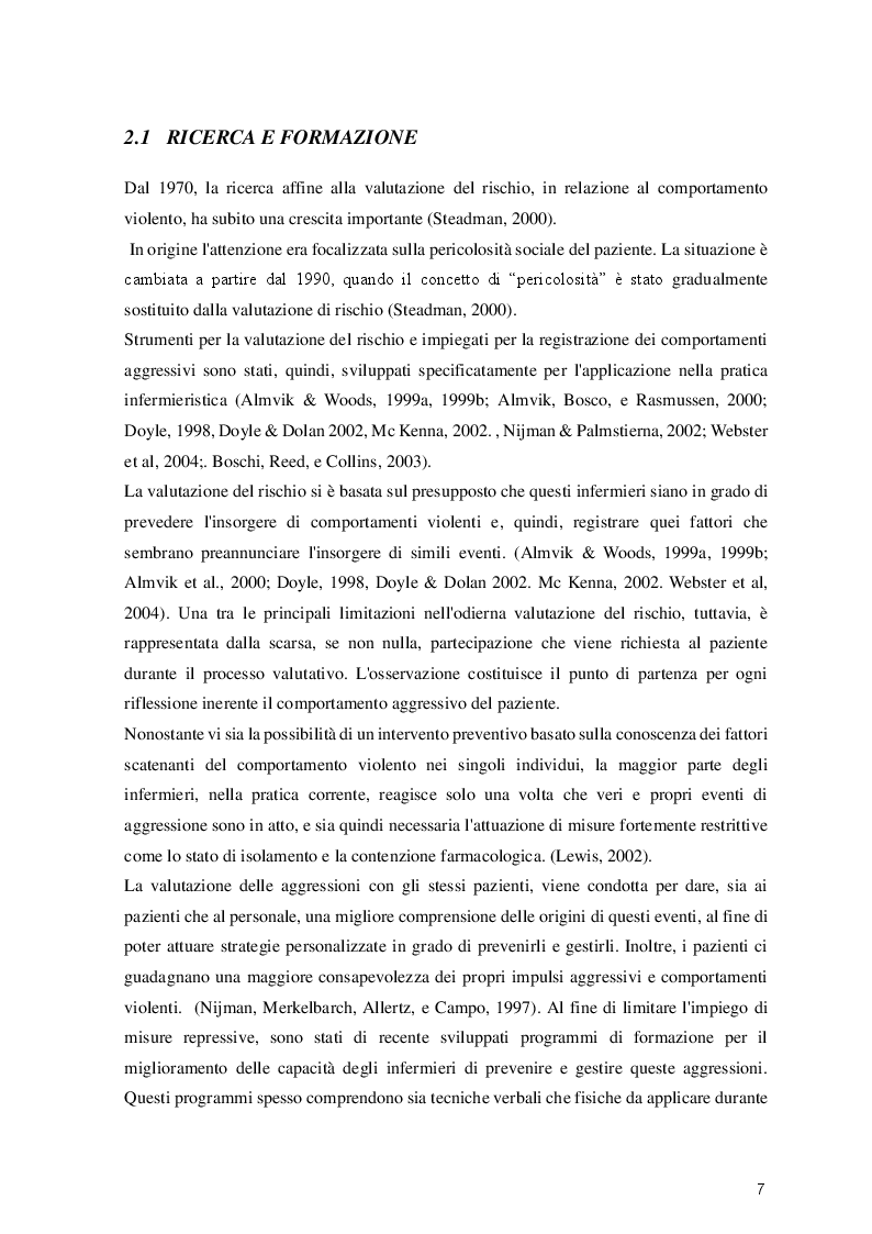 Estratto dalla tesi: Aggressione e violenze: valutazione, prevenzione e gestione degli episodi violenti in psichiatria criminale.