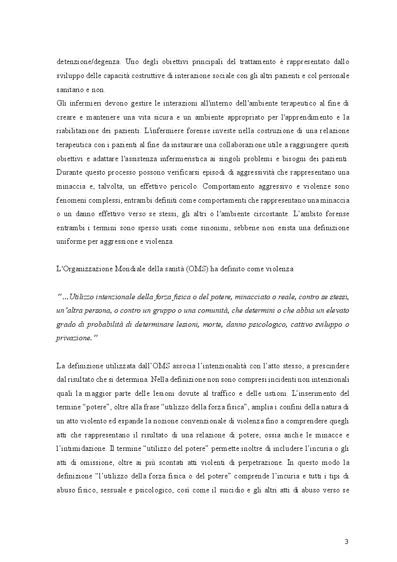 Anteprima della tesi: Aggressione e violenze: valutazione, prevenzione e gestione degli episodi violenti in psichiatria criminale., Pagina 4