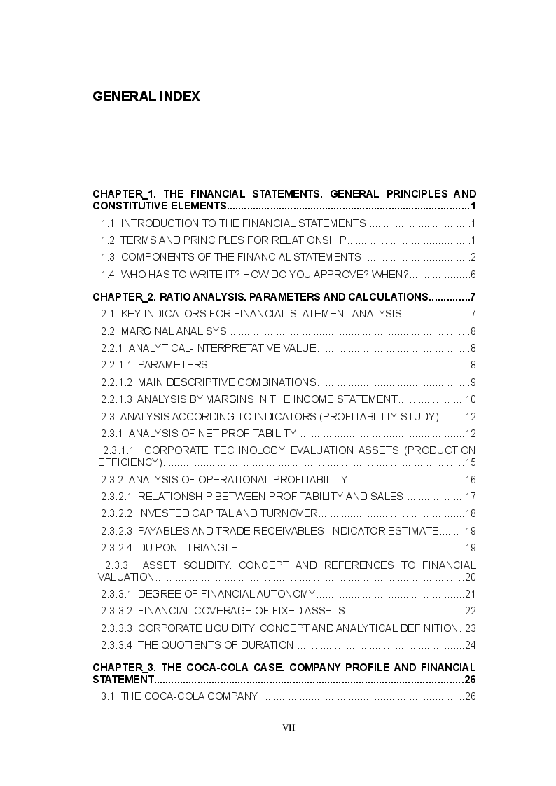Indice della tesi: Strategic performance analisys trough Financial Statement and Stock Market Data. The Coca-Cola case, Pagina 1