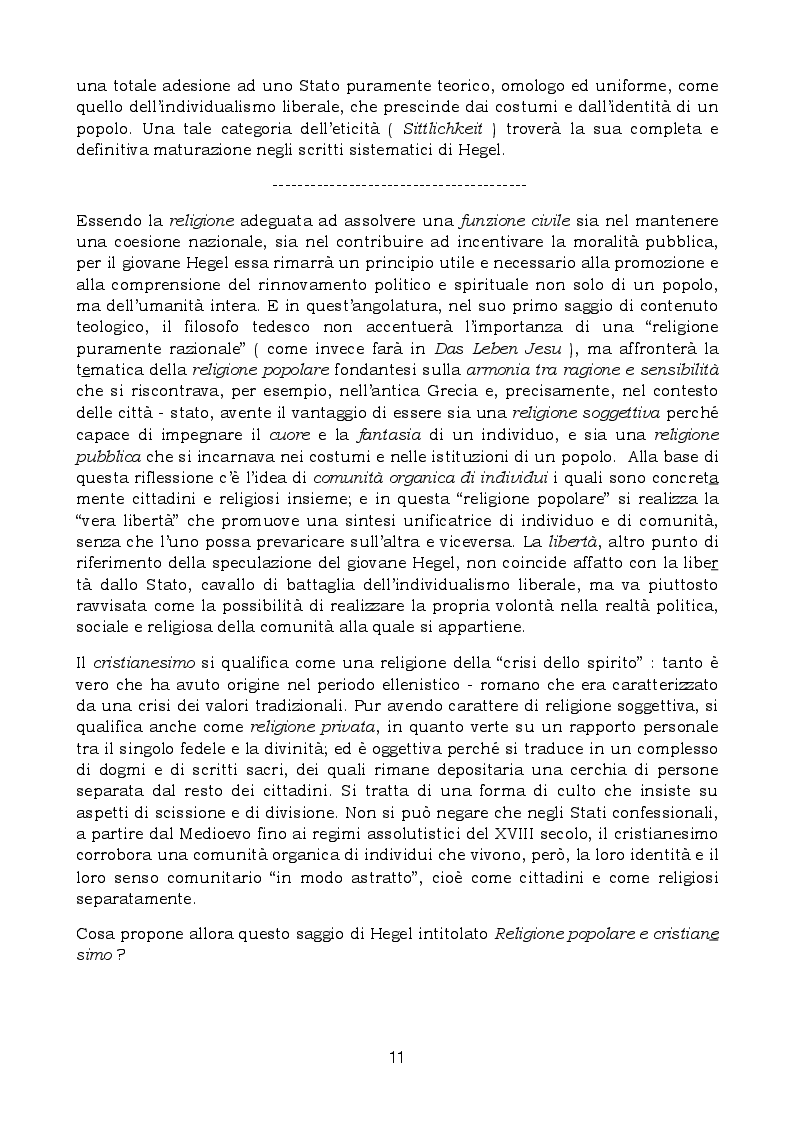 Anteprima della tesi: Moralità e religione nei cosiddetti "Scritti teologici giovanili" di Hegel, Pagina 11