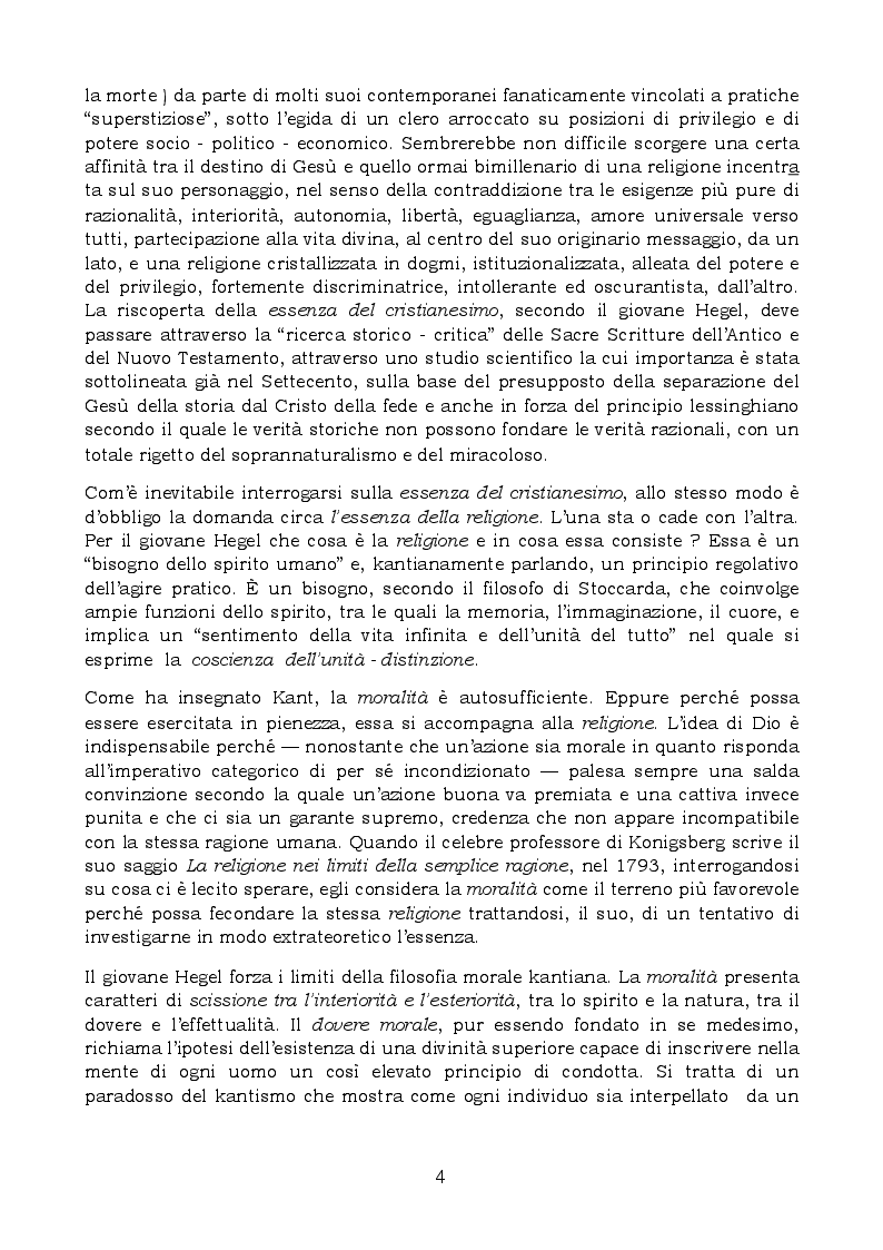 Anteprima della tesi: Moralità e religione nei cosiddetti "Scritti teologici giovanili" di Hegel, Pagina 4