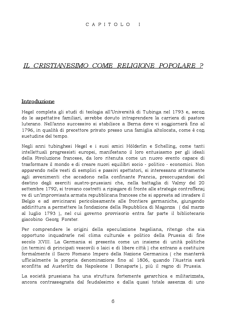 Anteprima della tesi: Moralità e religione nei cosiddetti "Scritti teologici giovanili" di Hegel, Pagina 6
