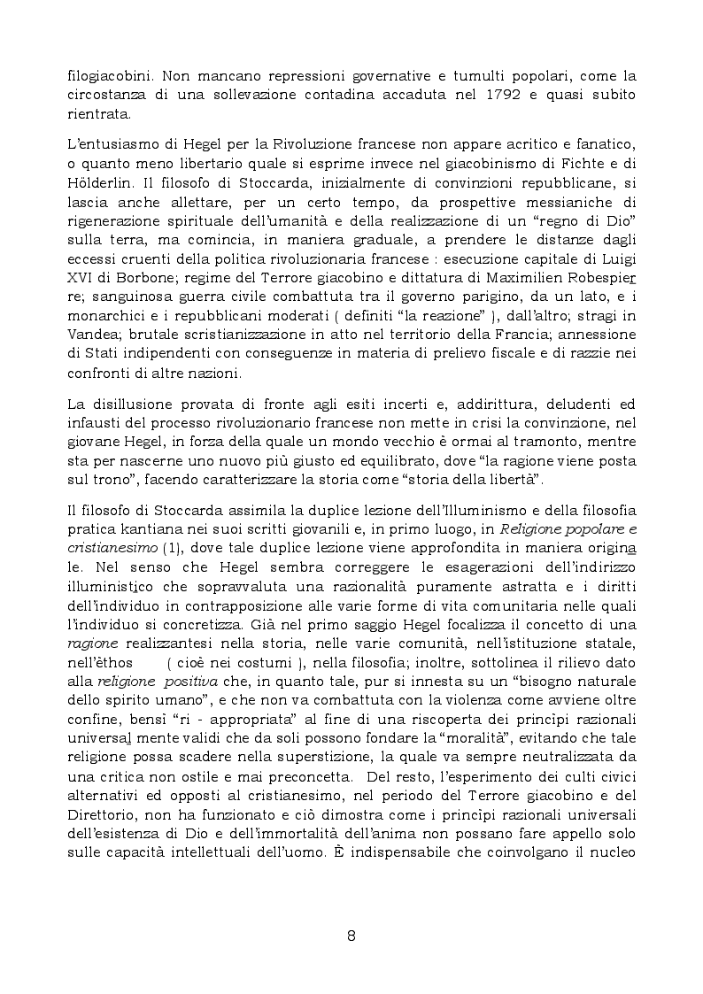 Anteprima della tesi: Moralità e religione nei cosiddetti "Scritti teologici giovanili" di Hegel, Pagina 8