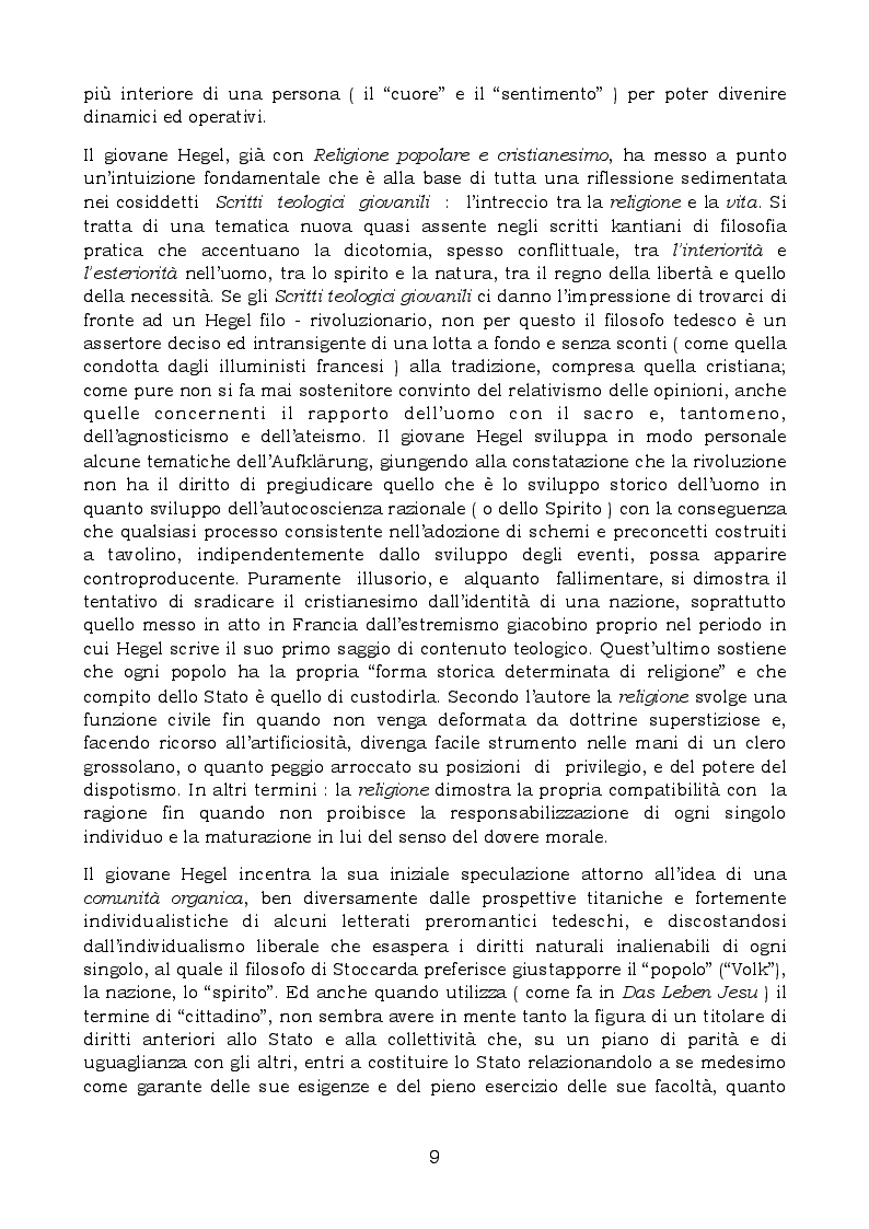 Anteprima della tesi: Moralità e religione nei cosiddetti "Scritti teologici giovanili" di Hegel, Pagina 9