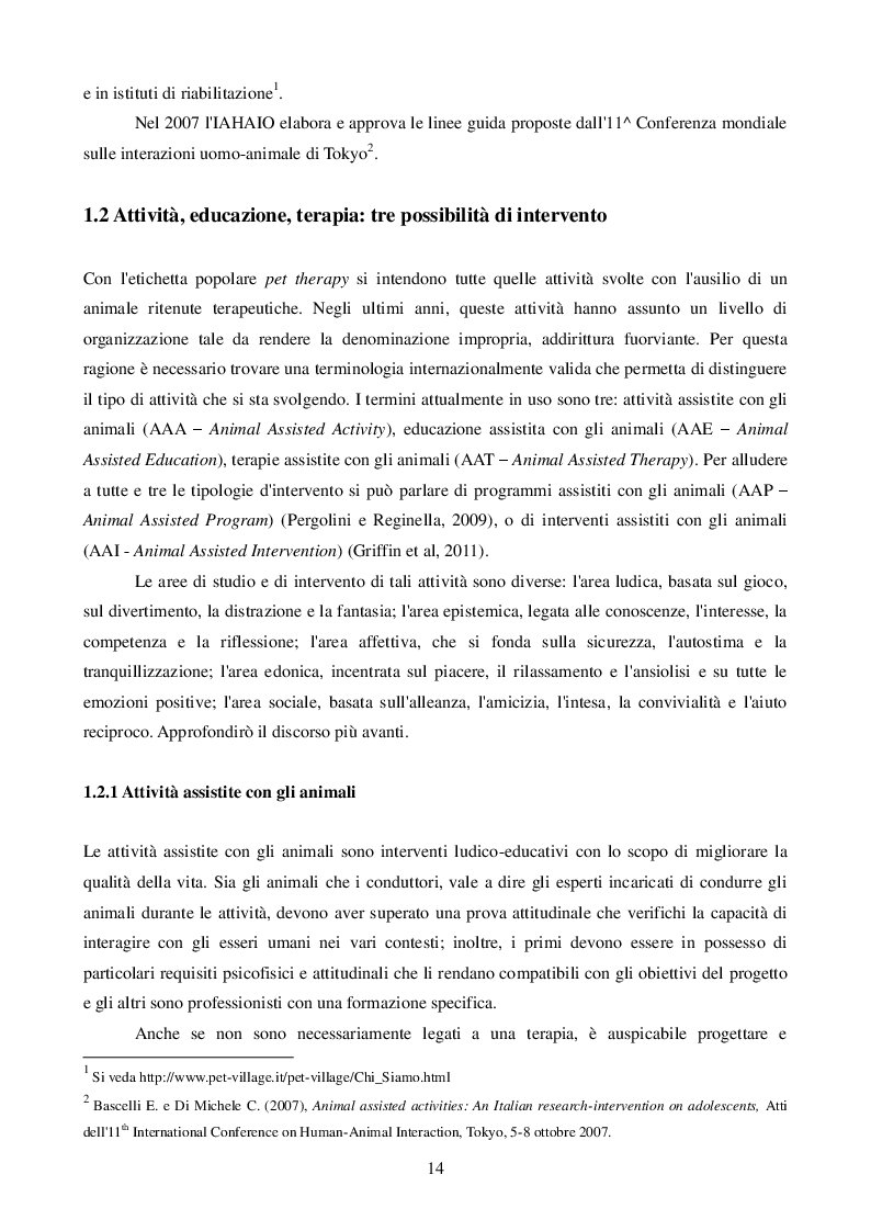Estratto dalla tesi: Le attività con gli animali in contesti educativi. Lo stato attuale della ricerca e prospettive future