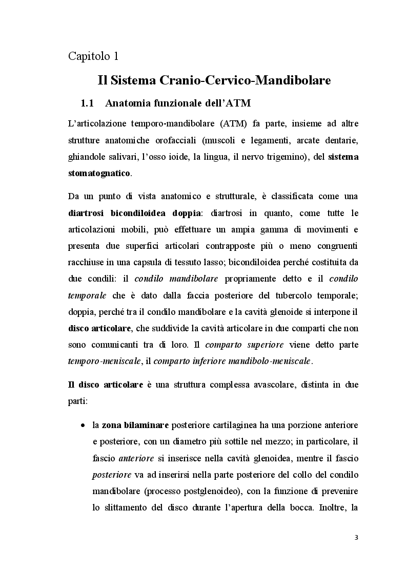 Anteprima della tesi: L'esercizio neurocognitivo nelle disfunzioni del sistema cranio-cervico-mandibolare: un'ipotesi di condotta terapeutica, Pagina 4