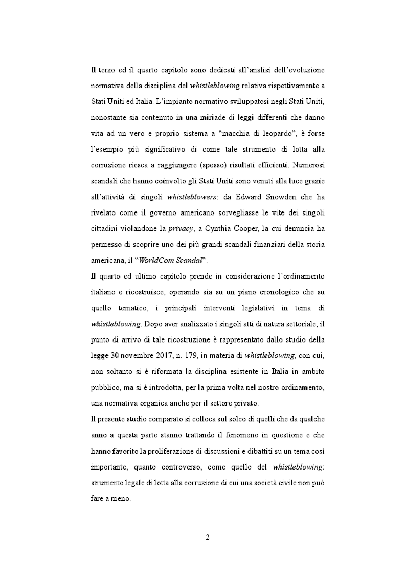 Anteprima della tesi: Il whistleblowing tra diritto sovranazionale, Stati Uniti ed Italia: uno studio comparato, Pagina 3