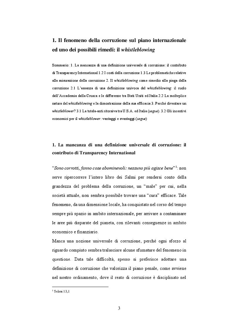 Anteprima della tesi: Il whistleblowing tra diritto sovranazionale, Stati Uniti ed Italia: uno studio comparato, Pagina 4