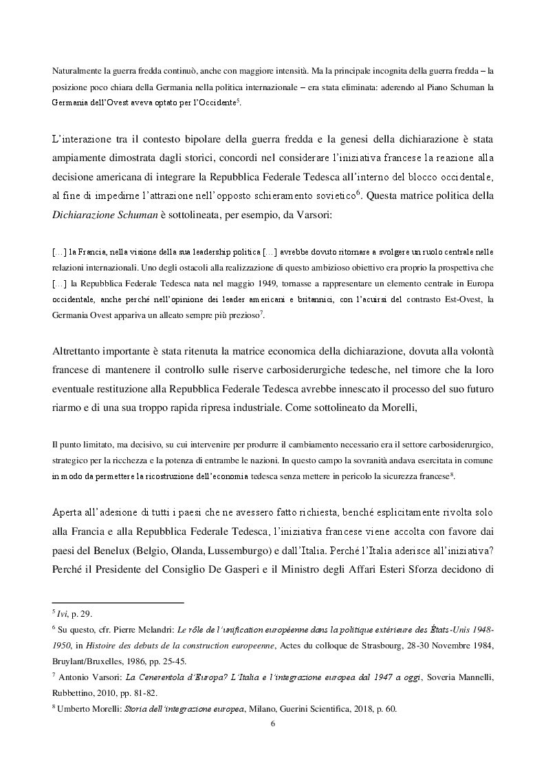 Anteprima della tesi: Tra idealismo e pragmatismo. Le matrici politiche ed economiche della partecipazione italiana alla Comunità Europea del Carbone e dell'Acciaio, Pagina 3