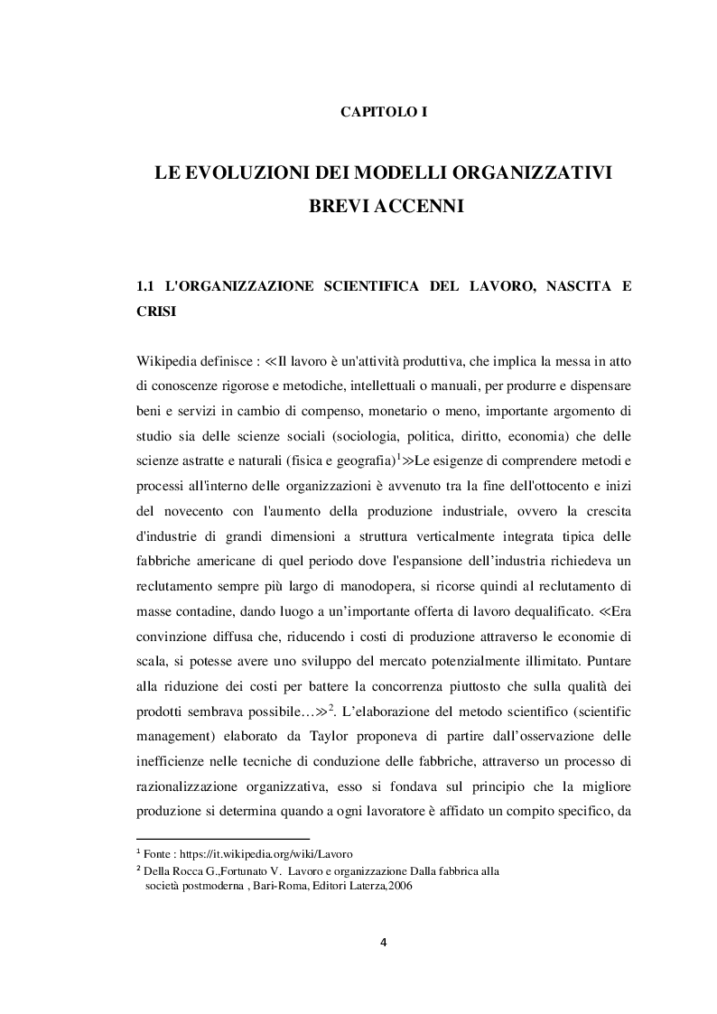 Anteprima della tesi: Nuovi Modelli Organizzativi. Sviluppo delle Competenze e strategie di Vantaggio Competitivo, Pagina 4