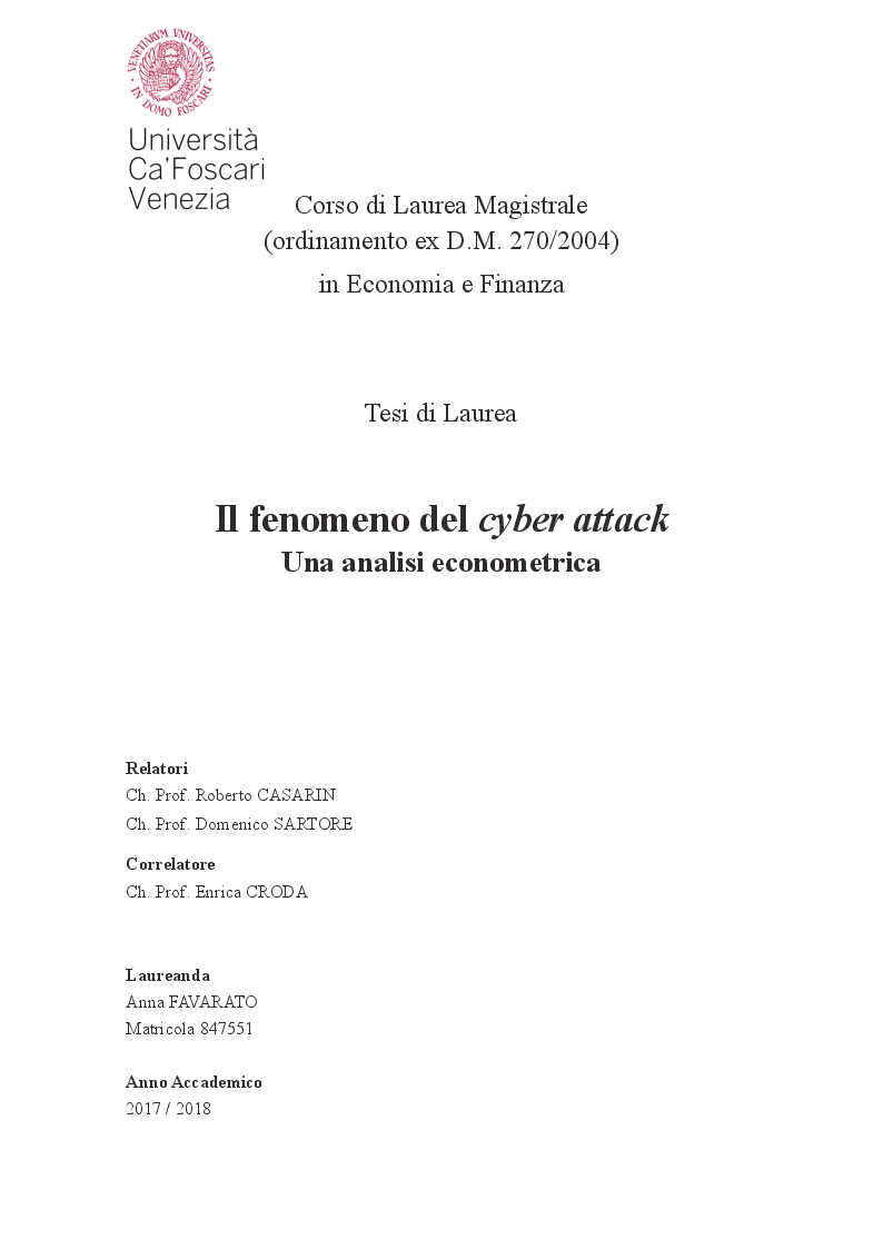Anteprima della tesi: Il fenomeno del cyber attack: una analisi econometrica, Pagina 1