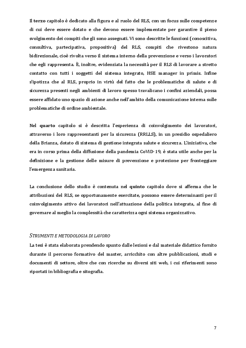 Anteprima della tesi: Coinvolgimento dei lavoratori nei sistemi di gestione integrata HSE: il ruolo del RLS, Pagina 5