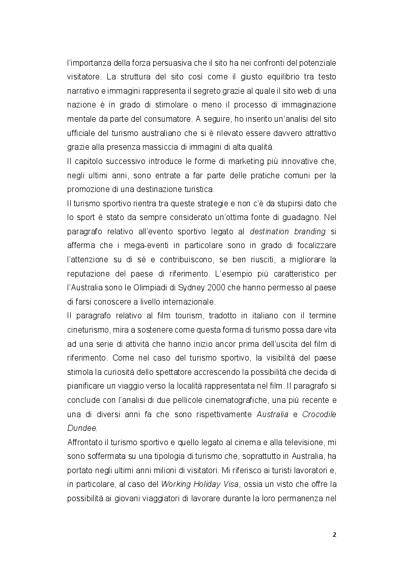 Anteprima della tesi: Destination branding e il caso australiano, Pagina 3