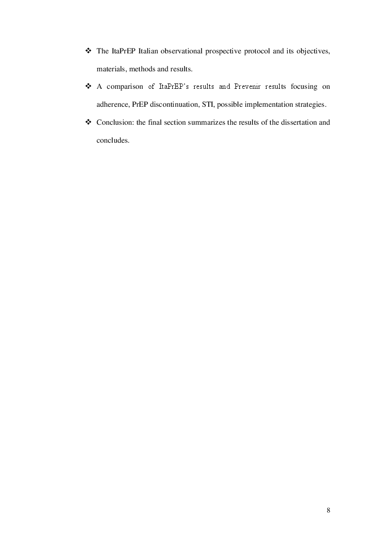 Anteprima della tesi: The numbers of PrEP, pre-exposure prophylaxis for HIV infection, in Italy. Target population, implementation limits, risk compensation. The access program ItaPrEP compared to Prevenir Study., Pagina 4