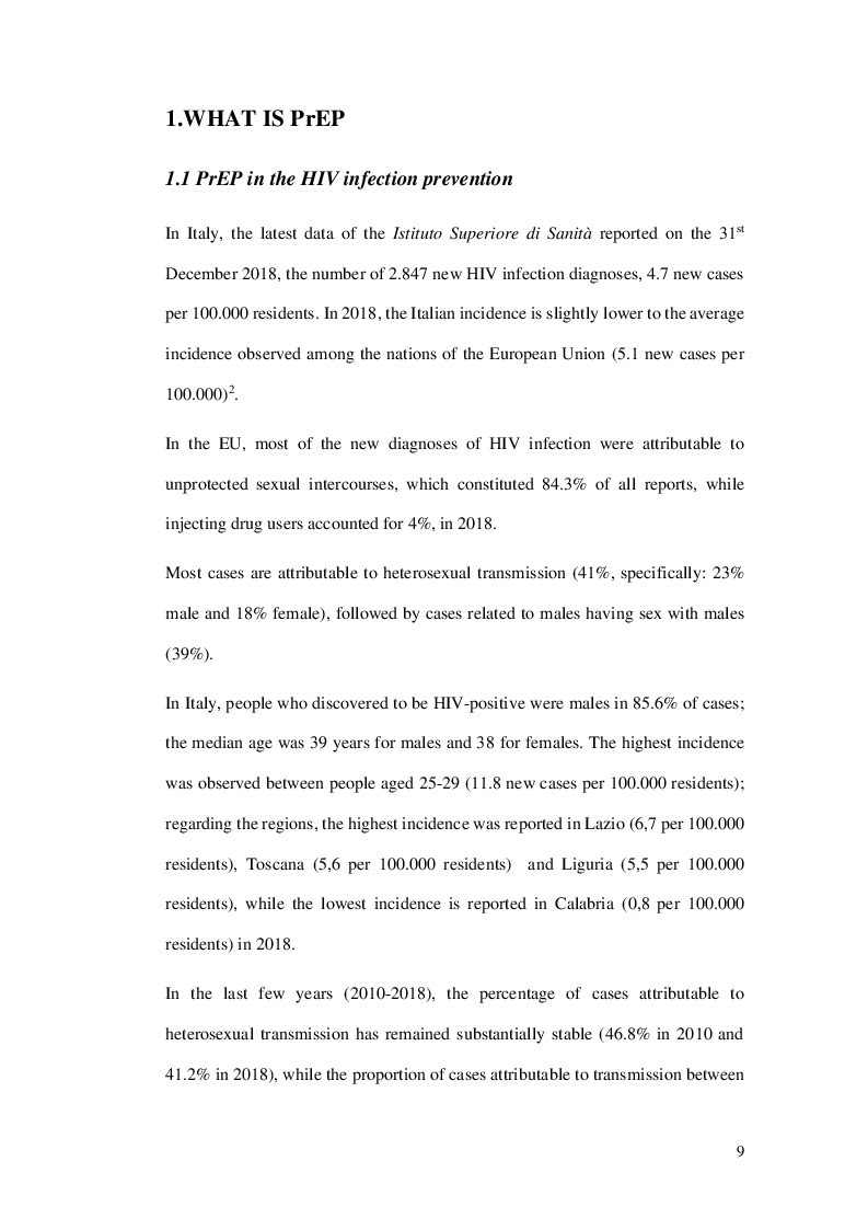 Anteprima della tesi: The numbers of PrEP, pre-exposure prophylaxis for HIV infection, in Italy. Target population, implementation limits, risk compensation. The access program ItaPrEP compared to Prevenir Study., Pagina 5