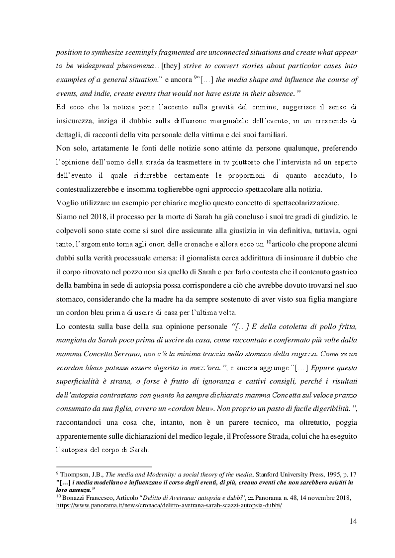 Estratto dalla tesi: L'influenza dei media nel procedimento penale: la verità processuale costruita attraverso il racconto dei mezzi di informazione - il paradigma del caso di Avetrana