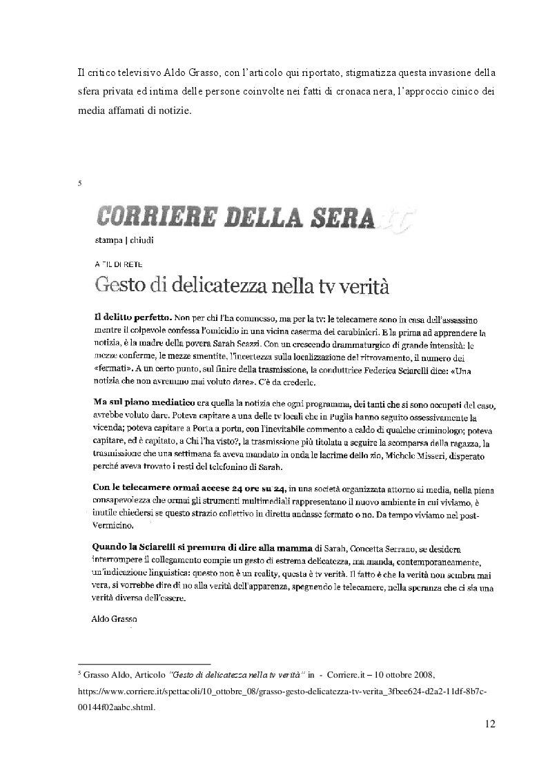 Anteprima della tesi: L'influenza dei media nel procedimento penale: la verità processuale costruita attraverso il racconto dei mezzi di informazione - il paradigma del caso di Avetrana, Pagina 5