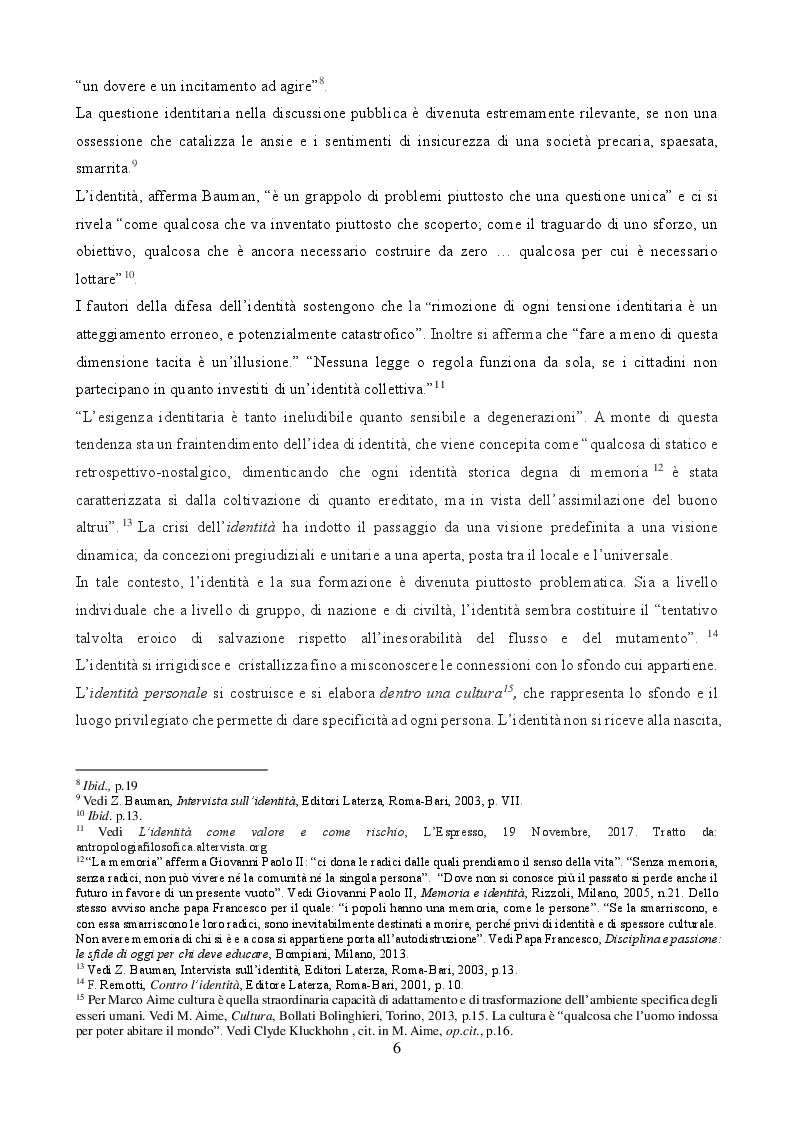 Anteprima della tesi: QUALE IDENTITÀ CULTURALE E RELIGIOSA? La questione identitaria nel dibattito antropologico contemporaneo, Pagina 5