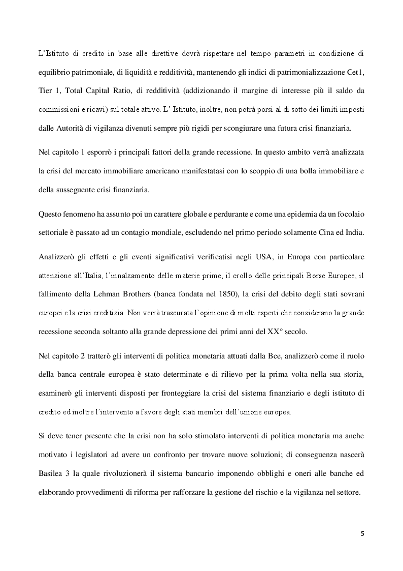 Anteprima della tesi: La ripercussione della crisi economica sui bilanci degli Istituti di Credito, Pagina 3