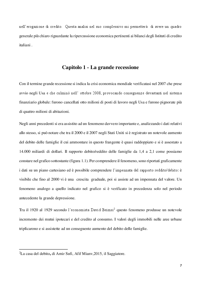 Anteprima della tesi: La ripercussione della crisi economica sui bilanci degli Istituti di Credito, Pagina 5