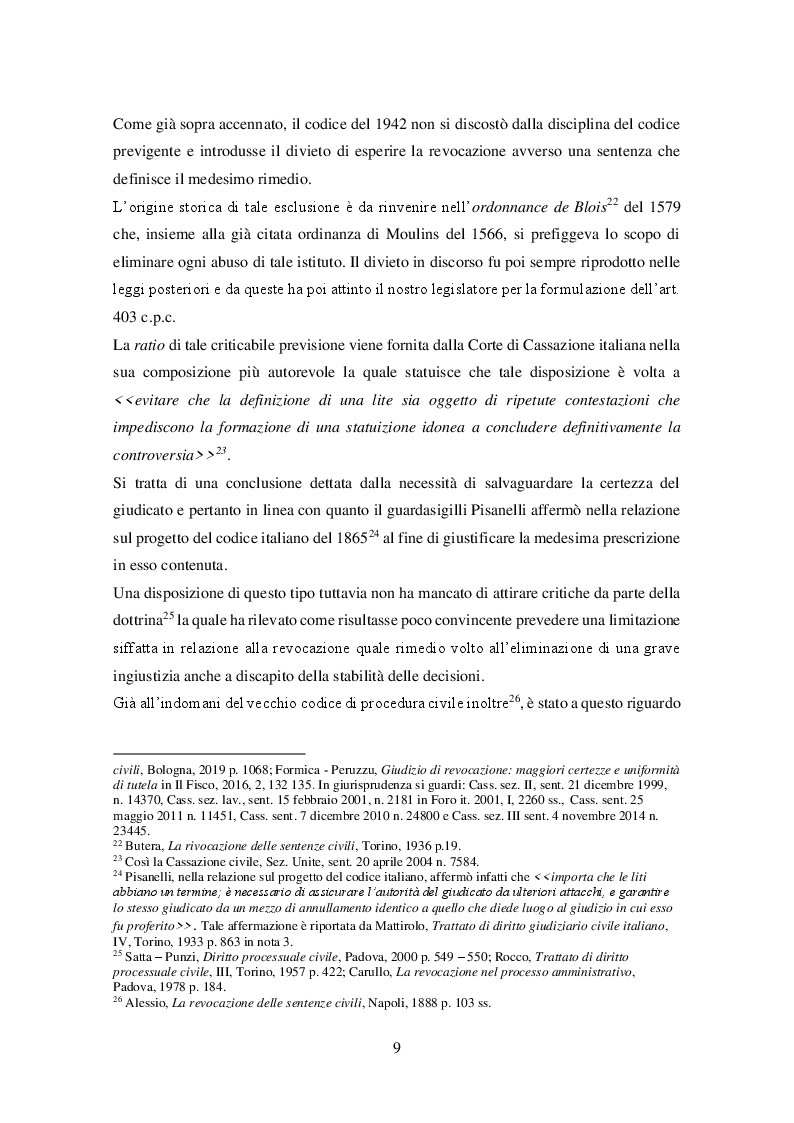 Anteprima della tesi: Revocazione delle pronunce della Cassazione: questioni applicative e prospettive evolutive, Pagina 10