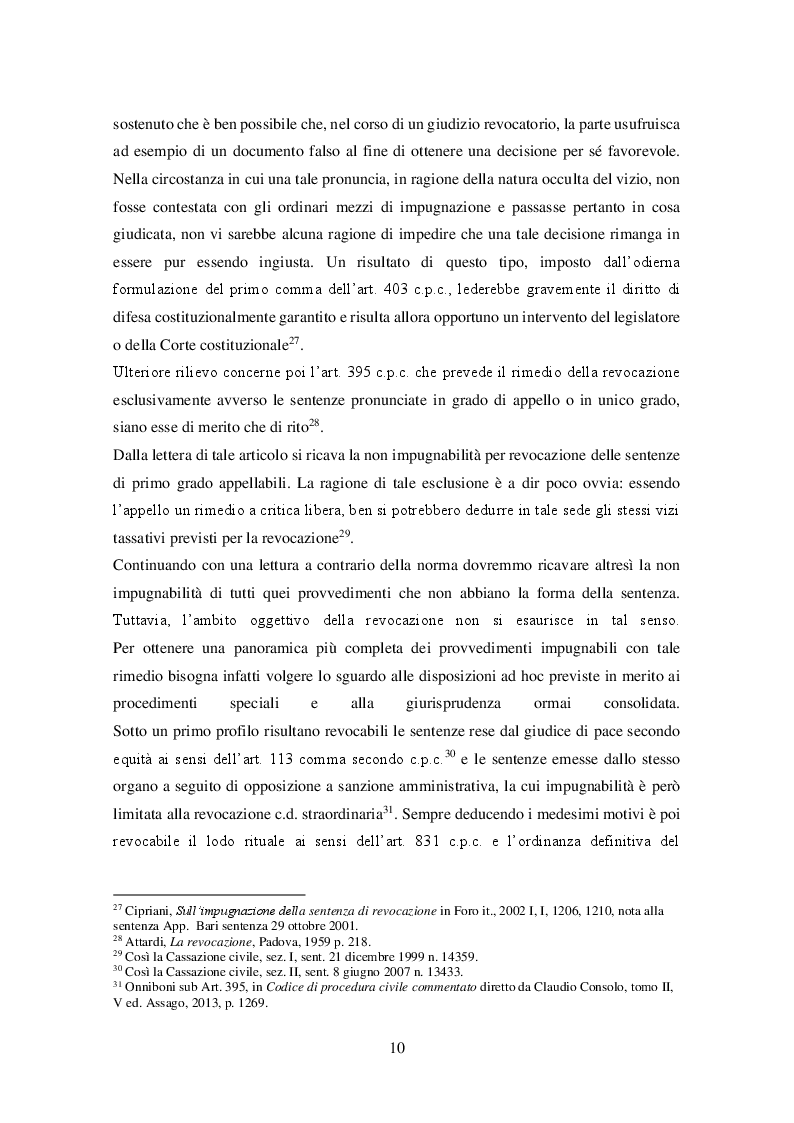 Anteprima della tesi: Revocazione delle pronunce della Cassazione: questioni applicative e prospettive evolutive, Pagina 11