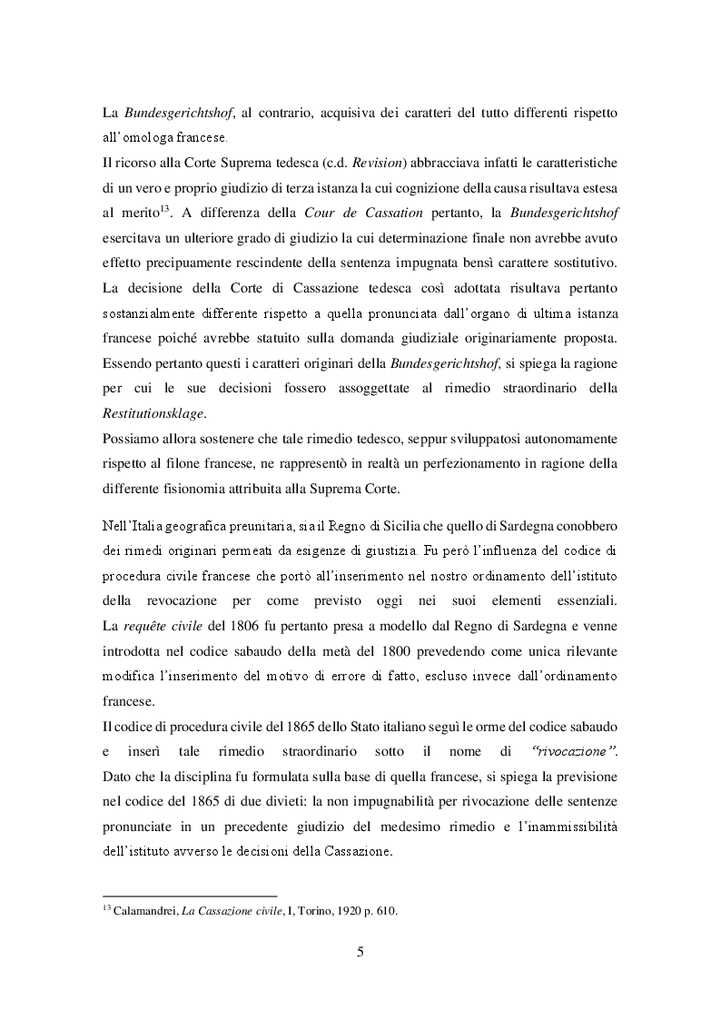 Anteprima della tesi: Revocazione delle pronunce della Cassazione: questioni applicative e prospettive evolutive, Pagina 6