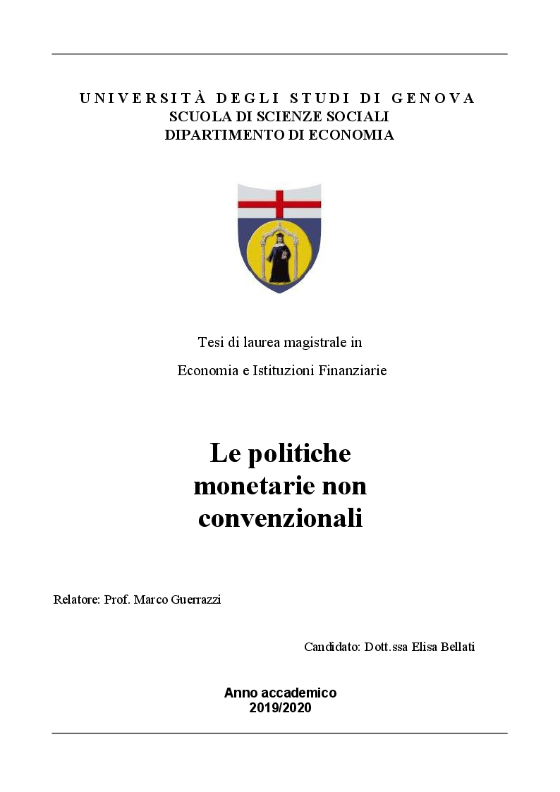 Anteprima della tesi: Le politiche monetarie non convenzionali, Pagina 1