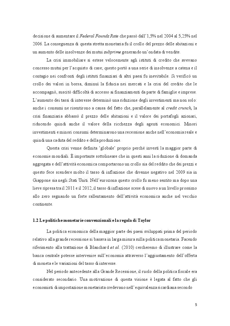 Anteprima della tesi: Le politiche monetarie non convenzionali, Pagina 4