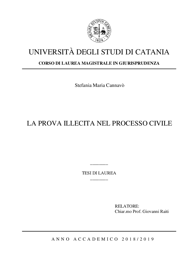 Anteprima della tesi: La prova illecita nel processo civile, Pagina 1