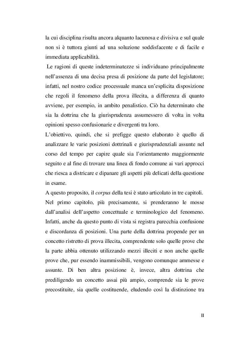 Anteprima della tesi: La prova illecita nel processo civile, Pagina 3