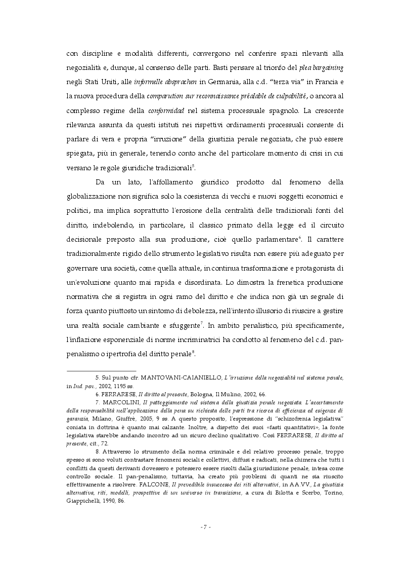Anteprima della tesi: Patteggiamento e conformidad: esperienze di giustizia penale negoziata nell'ordinamento italiano e spagnolo, Pagina 7