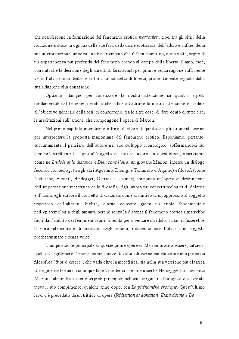 Anteprima della tesi: Il fenomeno erotico in Jean-Luc Marion. Il farsi avanti degli amanti, Pagina 3