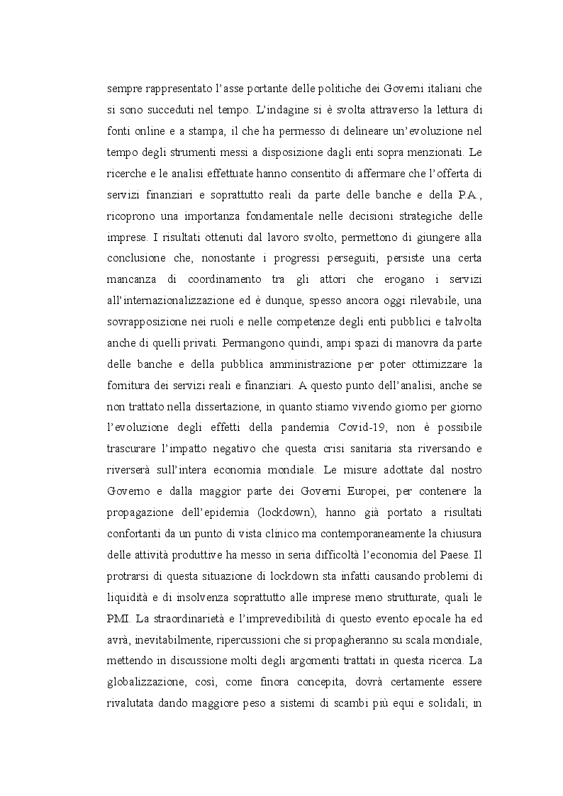 Anteprima della tesi: Il ruolo della banca e della pubblica amministrazione nel processo di internazionalizzazione delle PMI: evoluzione dei servizi finanziari e reali, Pagina 4