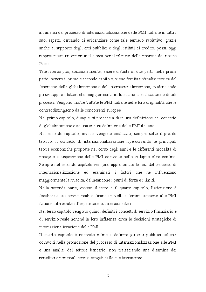 Anteprima della tesi: Il ruolo della banca e della pubblica amministrazione nel processo di internazionalizzazione delle PMI: evoluzione dei servizi finanziari e reali, Pagina 7